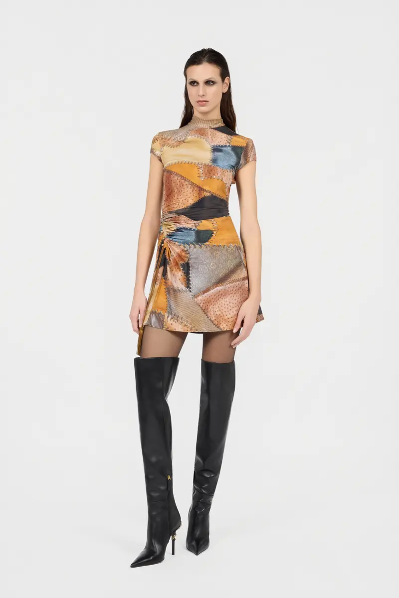 Roberto Cavalli Mini Dress With Patchwork Print | Thumbnail 2 Roberto Cavalli Mini Dress With Patchwork Print | Thumbnail 2
