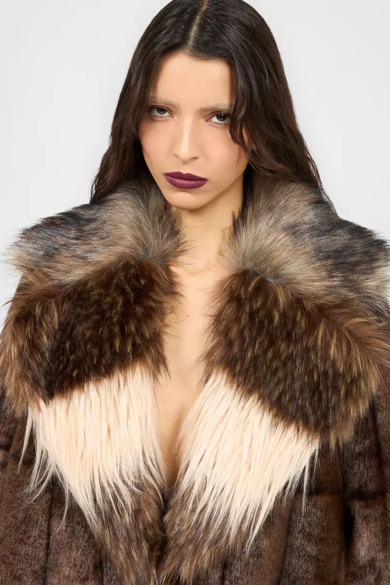 Roberto Cavalli Long Brown Faux Fur Coat | Thumbnail 4