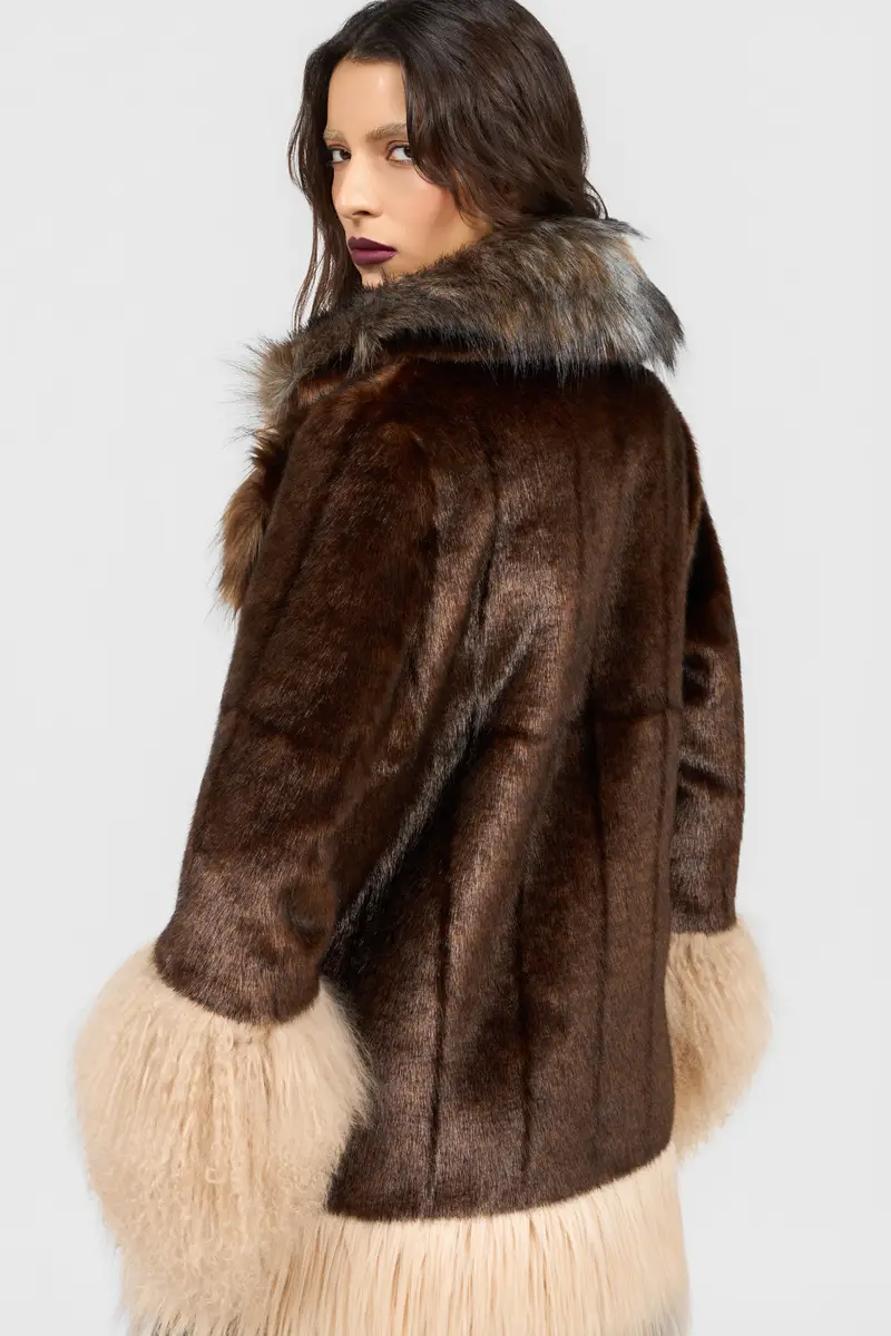 Roberto Cavalli Long Brown Faux Fur Coat | Thumbnail 5