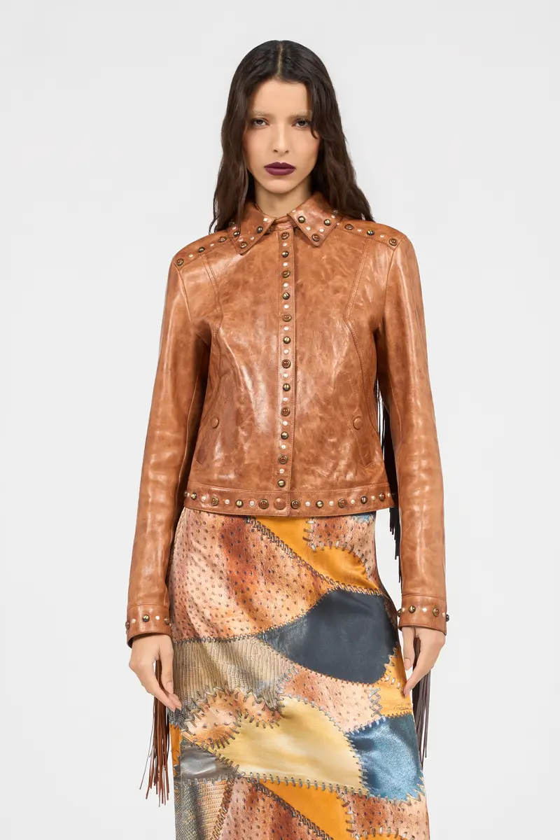 Roberto Cavalli Leather Jacket With Fringes And Studs | Thumbnail 2 Roberto Cavalli Leather Jacket With Fringes And Studs | Thumbnail 2