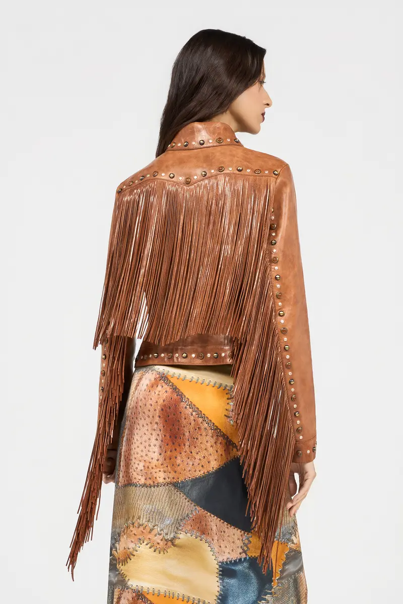 Roberto Cavalli Leather Jacket With Fringes And Studs | Thumbnail 3 Roberto Cavalli Leather Jacket With Fringes And Studs | Thumbnail 3