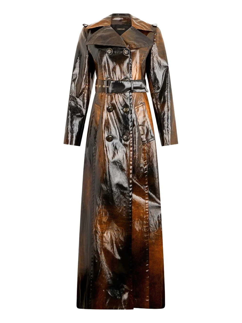 Roberto Cavalli Brown Trench Coat Used Effect