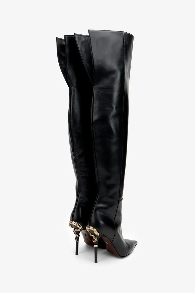 Roberto Cavalli Serpentine Over The Knee Leather Boots | Thumbnail 3 Roberto Cavalli Serpentine Over The Knee Leather Boots | Thumbnail 3