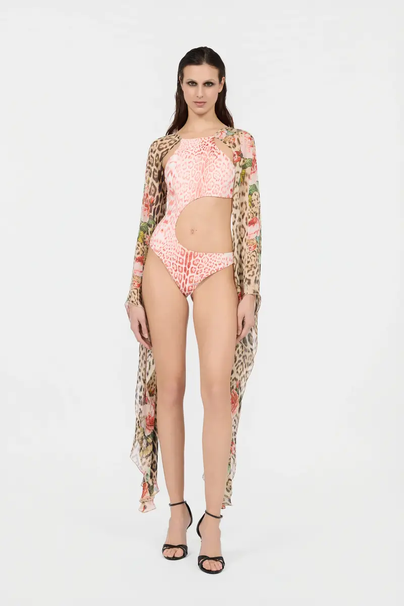 Roberto Cavalli Jaguar Pink Print One-Piece Swimsuit | Thumbnail 2