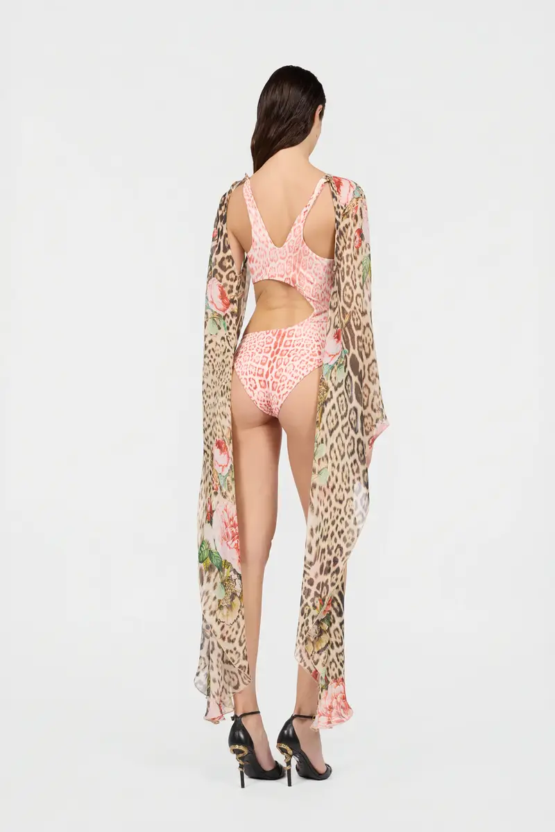 Roberto Cavalli Jaguar Pink Print One-Piece Swimsuit | Thumbnail 3