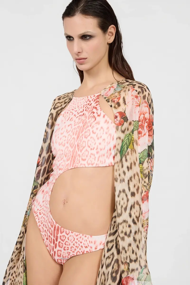 Roberto Cavalli Jaguar Pink Print One-Piece Swimsuit | Thumbnail 4