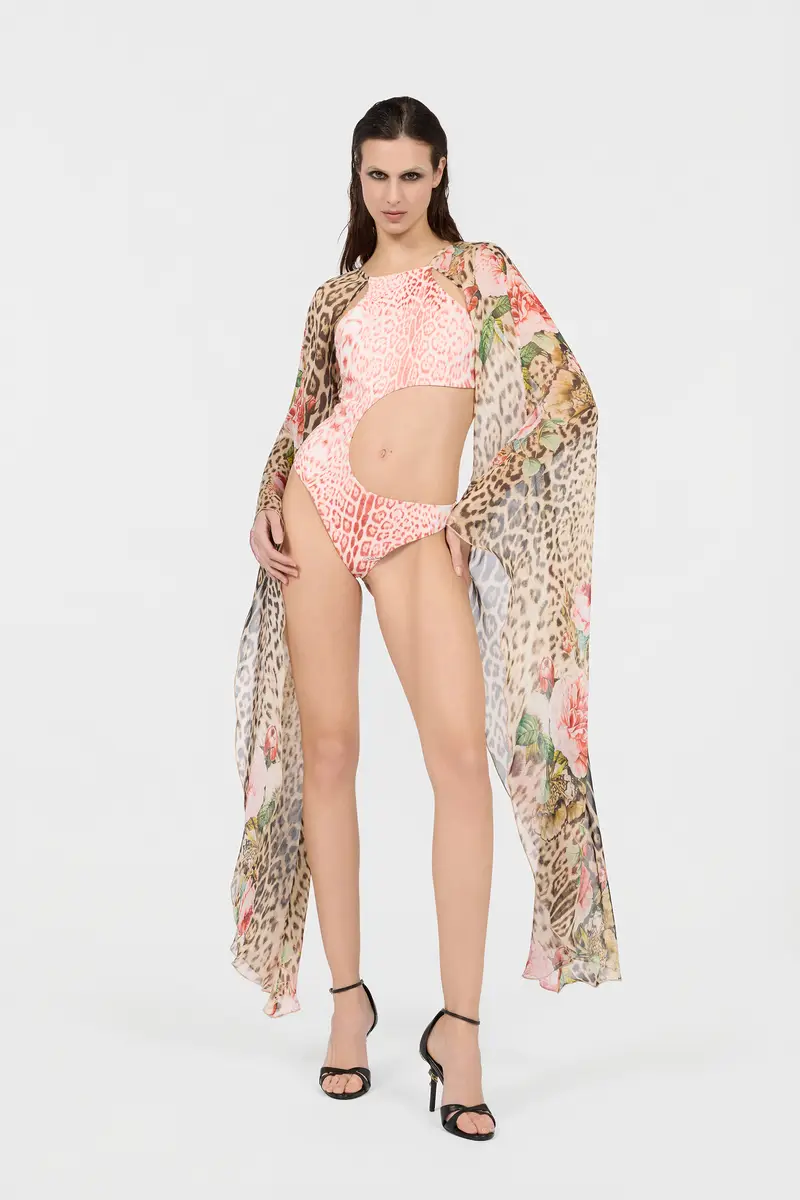 Roberto Cavalli Jaguar Pink Print One-Piece Swimsuit | Thumbnail 6