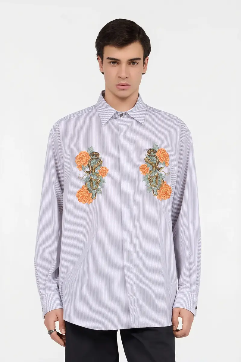 Roberto Cavalli Shirt With Embroidered Snakes And Flowers | Thumbnail 2 Roberto Cavalli Shirt With Embroidered Snakes And Flowers | Thumbnail 2