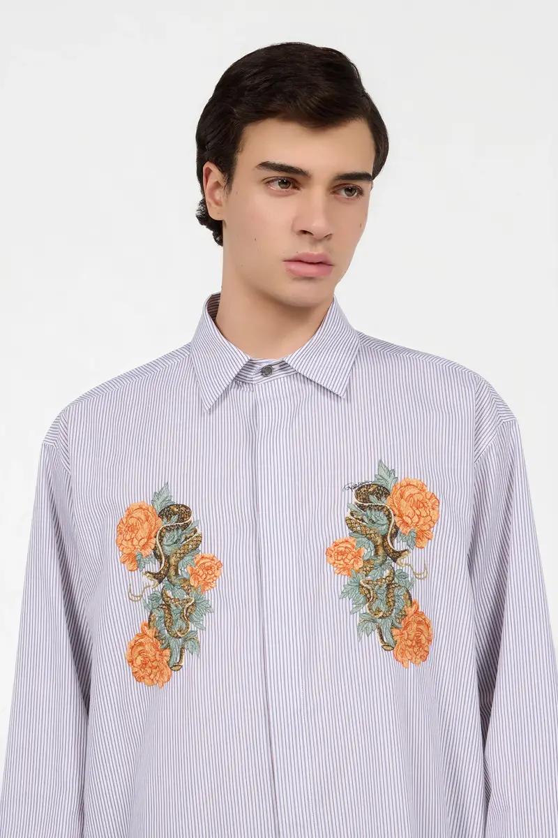 Roberto Cavalli Shirt With Embroidered Snakes And Flowers | Thumbnail 4 Roberto Cavalli Shirt With Embroidered Snakes And Flowers | Thumbnail 4