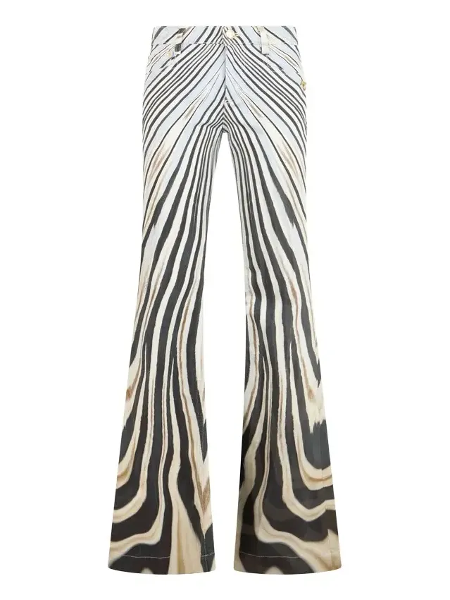 Roberto Cavalli Zebra Print Flared Jeans