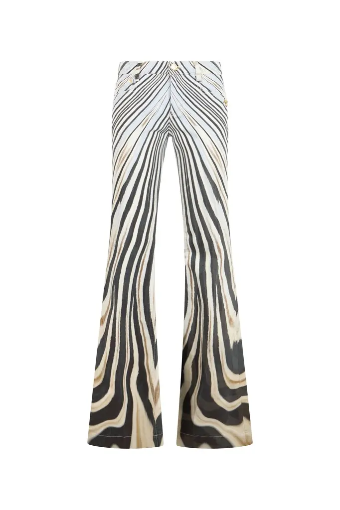 Roberto Cavalli Zebra Print Flared Jeans