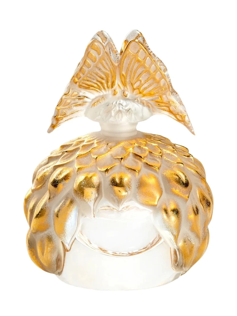 Lalique Butterfly Gold-Stamped Crystal Perfume Bottle