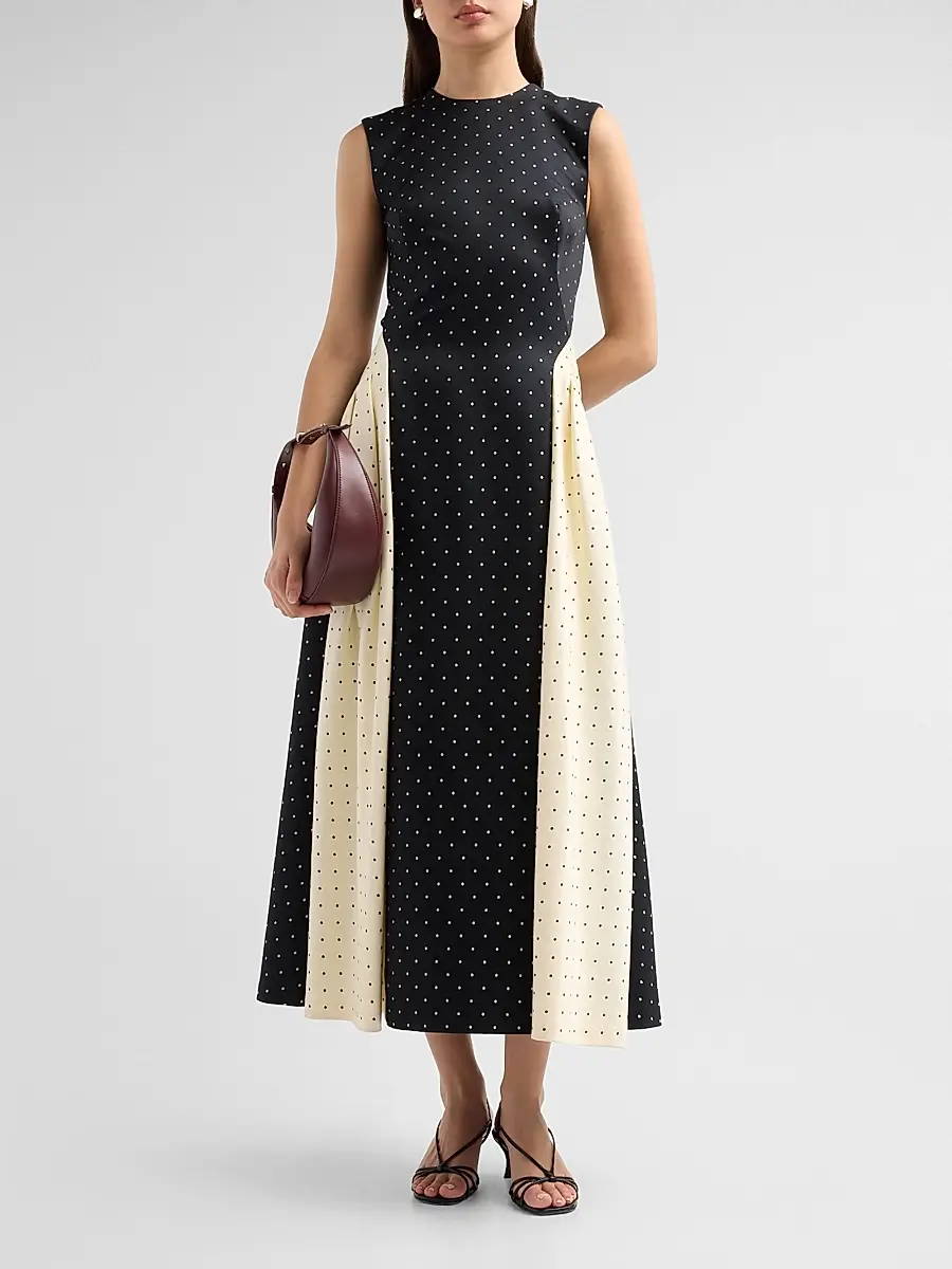 Lela Rose Women's Alexis Polka Dot Jacquard Midi-Dress | Thumbnail 2