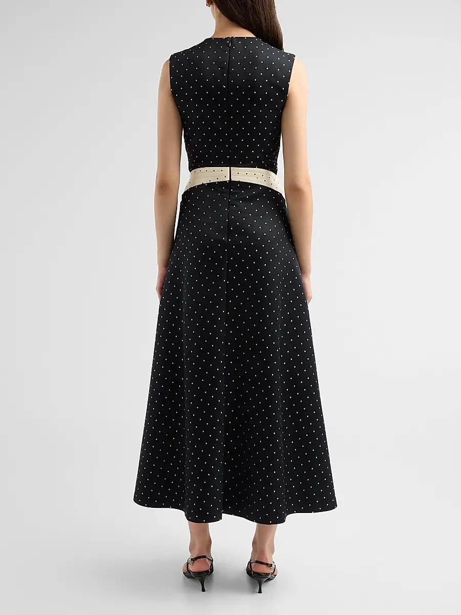 Lela Rose Women's Alexis Polka Dot Jacquard Midi-Dress | Thumbnail 3
