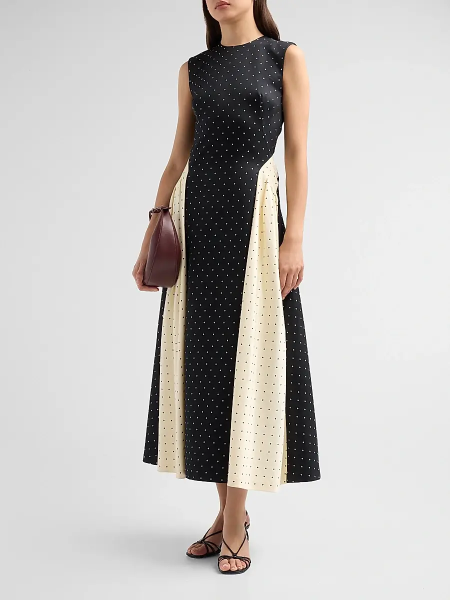 Lela Rose Women's Alexis Polka Dot Jacquard Midi-Dress | Thumbnail 4