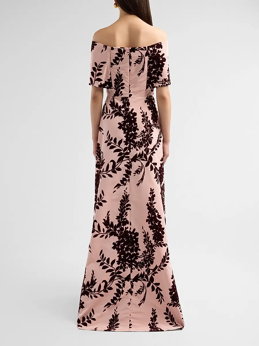 Lela Rose Women's Deedie Flocked Tafetta Gown | Thumbnail 3 Lela Rose Women's Deedie Flocked Tafetta Gown | Thumbnail 3