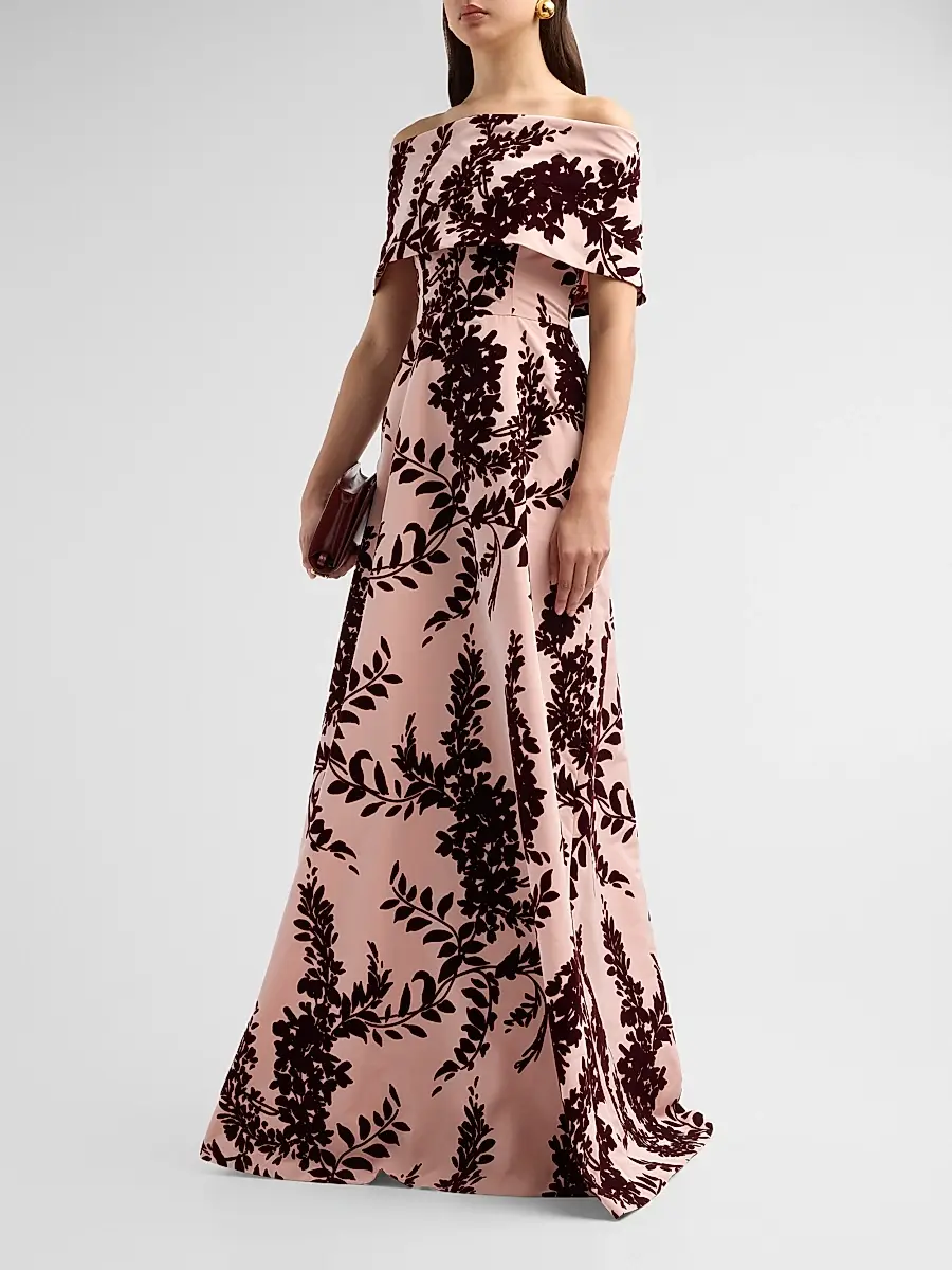 Lela Rose Women's Deedie Flocked Tafetta Gown | Thumbnail 4 Lela Rose Women's Deedie Flocked Tafetta Gown | Thumbnail 4