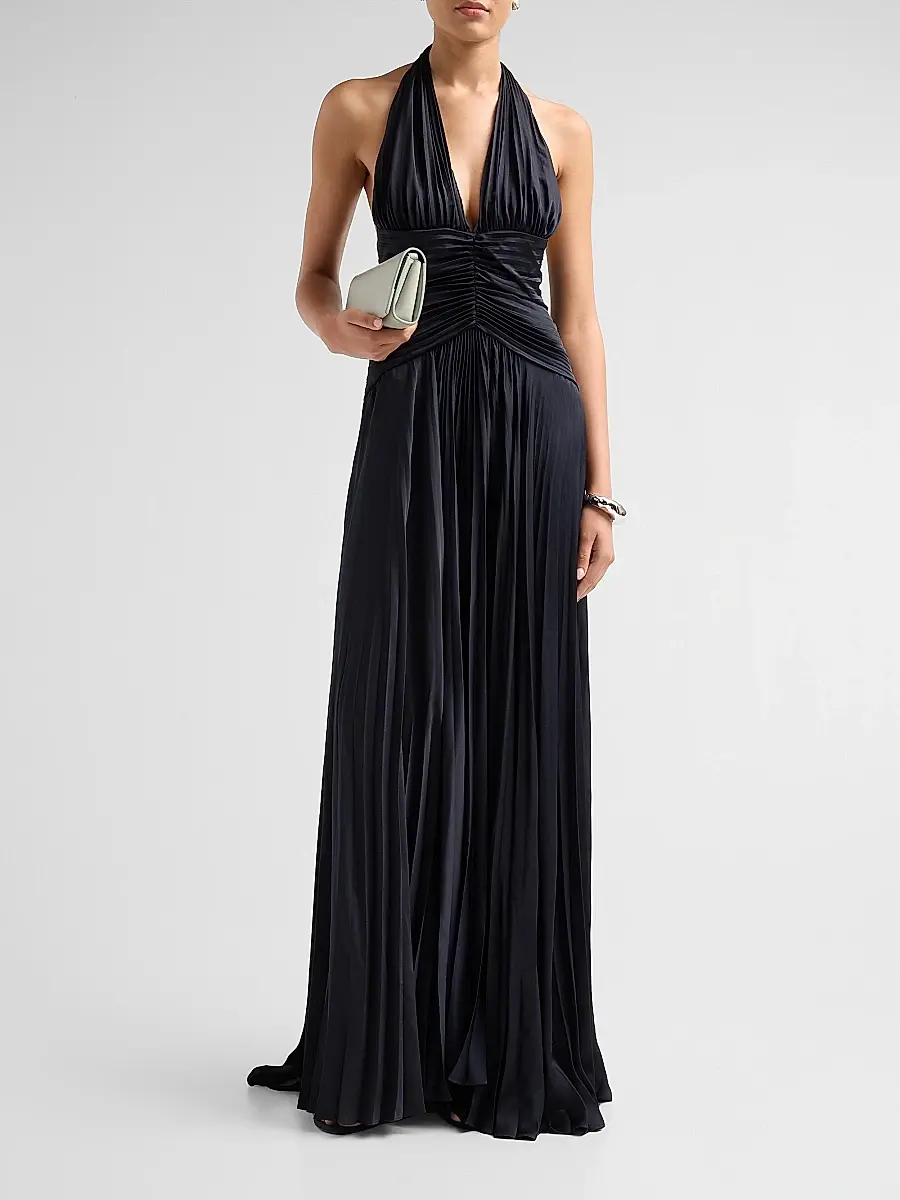 A.L.C. A. L.C. Women's Sabine Halterneck Pleated Gown | Thumbnail 2 A.L.C. A. L.C. Women's Sabine Halterneck Pleated Gown | Thumbnail 2