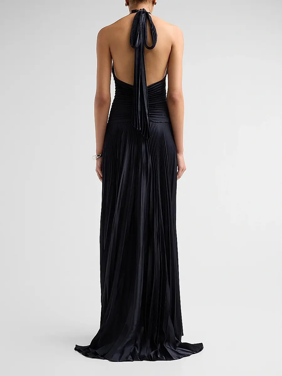 A.L.C. A. L.C. Women's Sabine Halterneck Pleated Gown | Thumbnail 3 A.L.C. A. L.C. Women's Sabine Halterneck Pleated Gown | Thumbnail 3