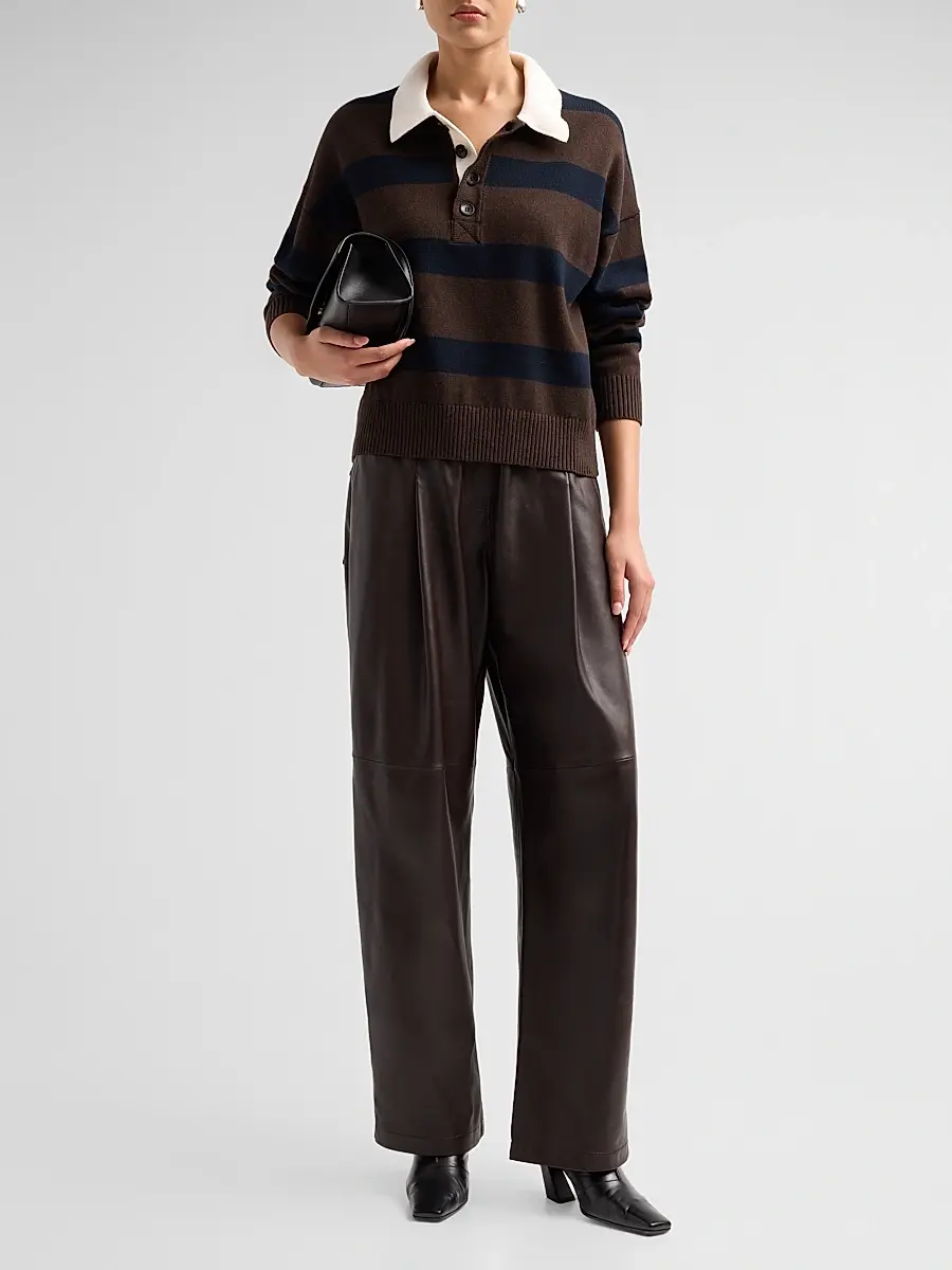 A.L.C. A. L.C. Women's Alexa Striped Polo Sweater | Thumbnail 2 A.L.C. A. L.C. Women's Alexa Striped Polo Sweater | Thumbnail 2