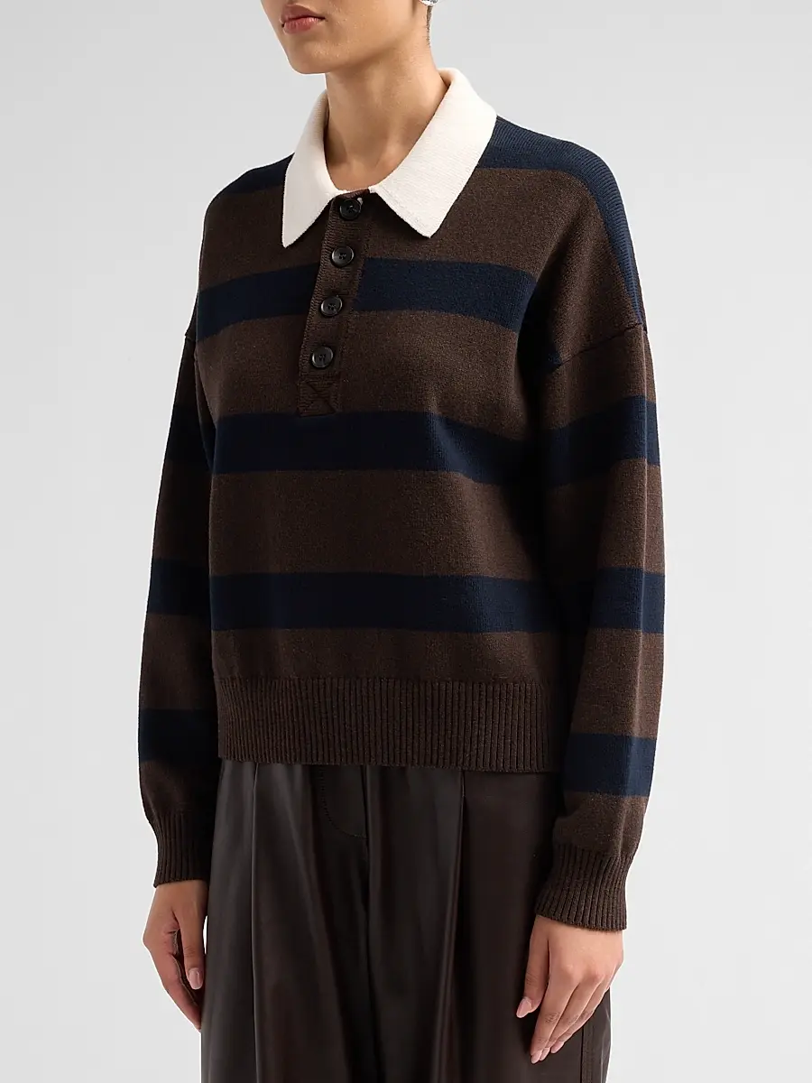 A.L.C. A. L.C. Women's Alexa Striped Polo Sweater | Thumbnail 4 A.L.C. A. L.C. Women's Alexa Striped Polo Sweater | Thumbnail 4