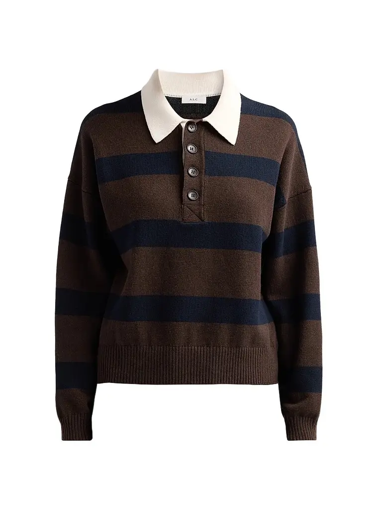 A. L.C. Women's Alexa Striped Polo Sweater A. L.C. Women's Alexa Striped Polo Sweater