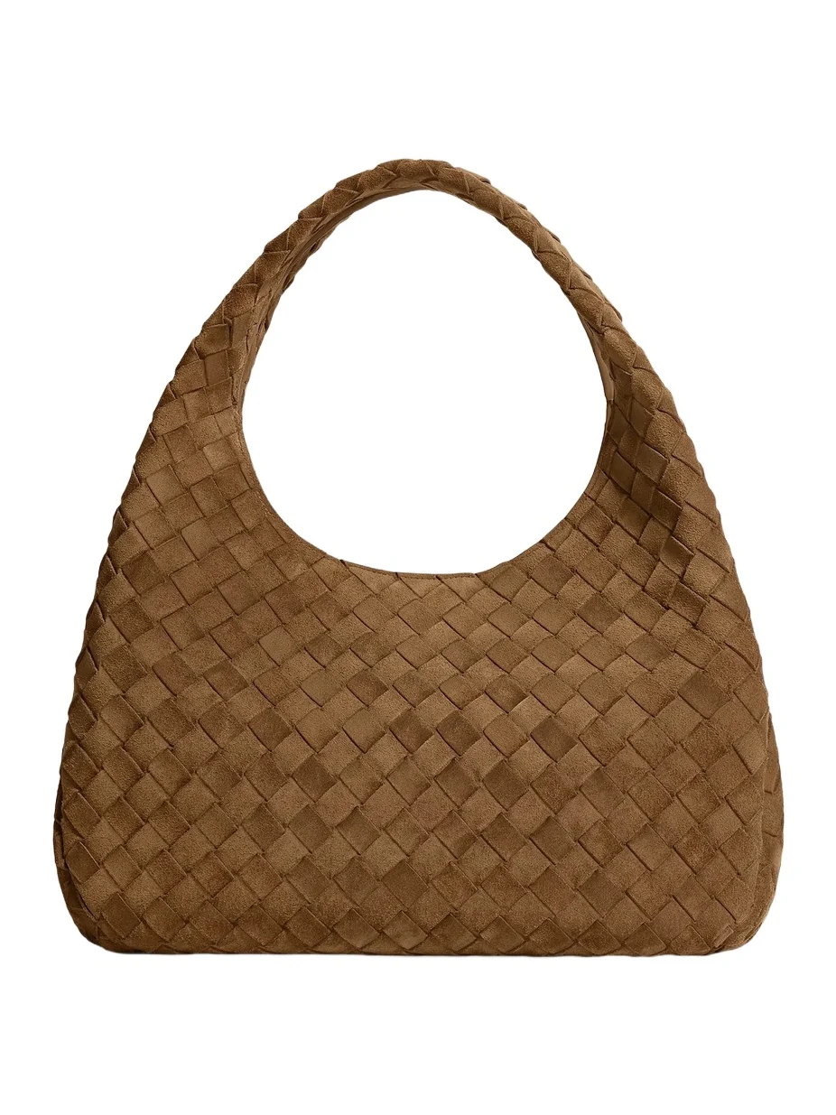 Women's Medium Campana Intrecciato Suede Shoulder Bag Women's Medium Campana Intrecciato Suede Shoulder Bag