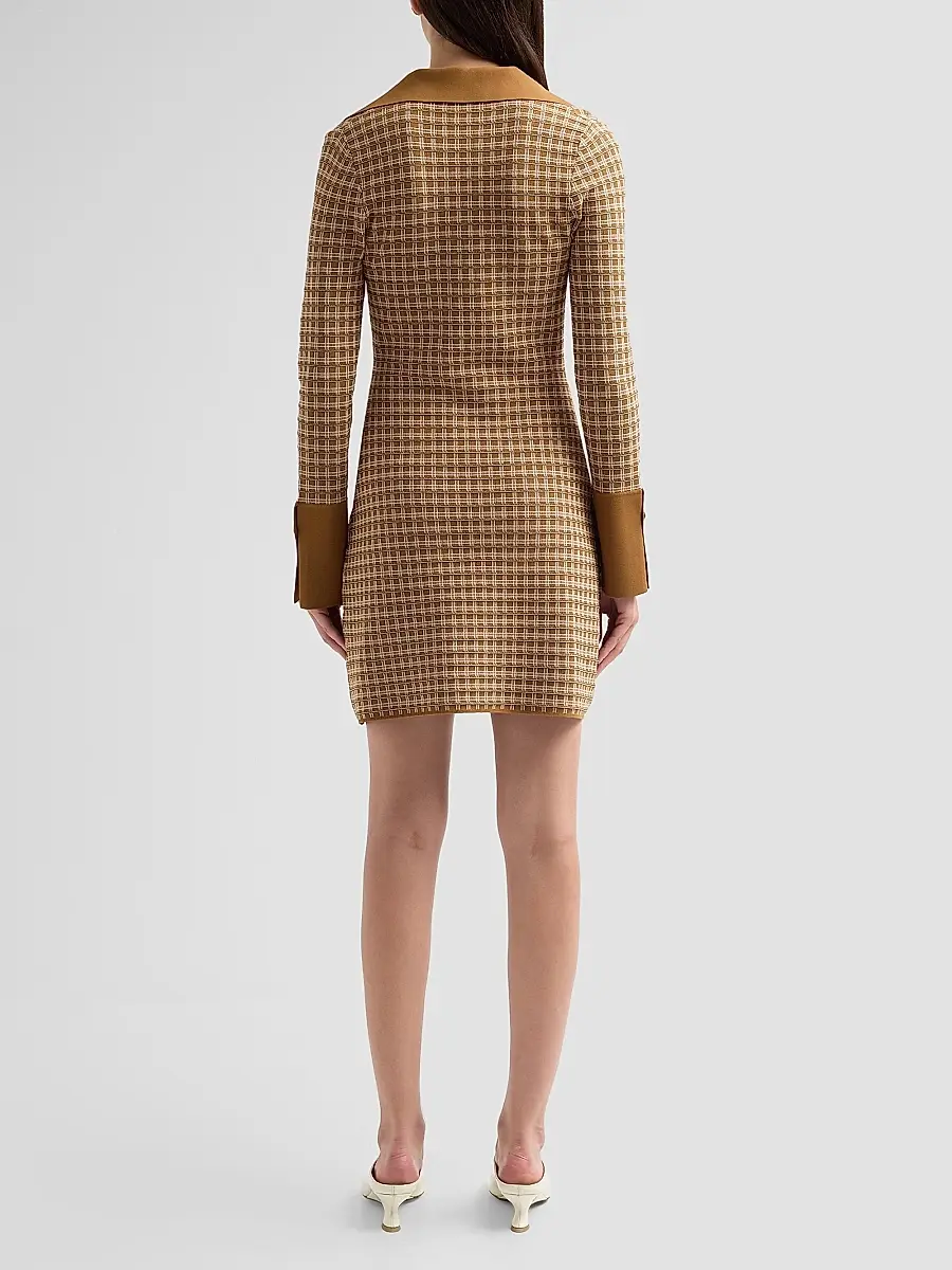 Veronica Beard Women's Celena Plaid Knit V-Neck Mini Dress | Thumbnail 3 Veronica Beard Women's Celena Plaid Knit V-Neck Mini Dress | Thumbnail 3