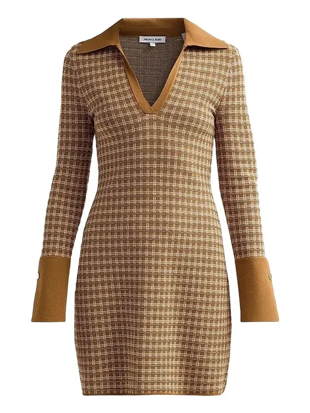 Veronica Beard Women's Celena Plaid Knit V-Neck Mini Dress