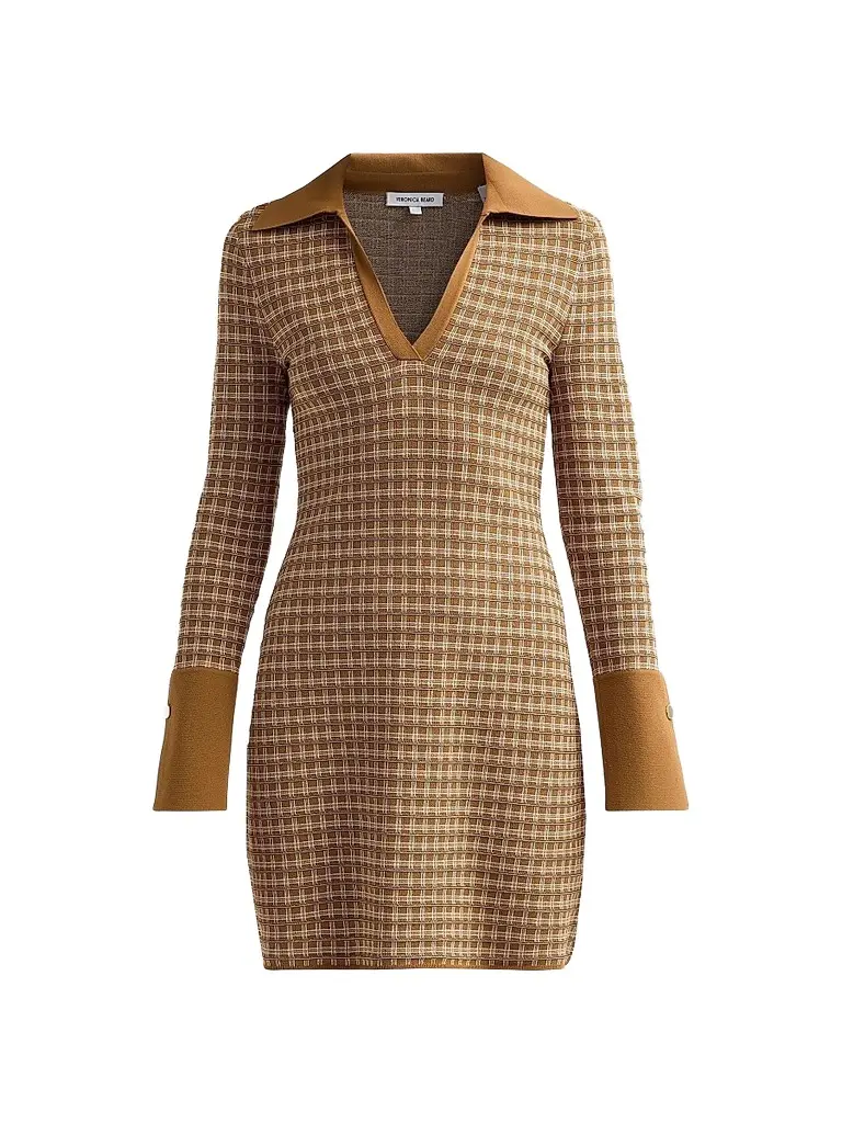 Veronica Beard Women's Celena Plaid Knit V-Neck Mini Dress