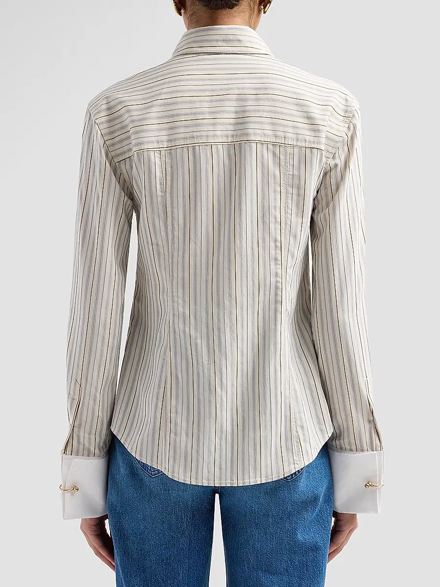 Veronica Beard Women's Rourke Striped Button-Front Shirt | Thumbnail 3 Veronica Beard Women's Rourke Striped Button-Front Shirt | Thumbnail 3