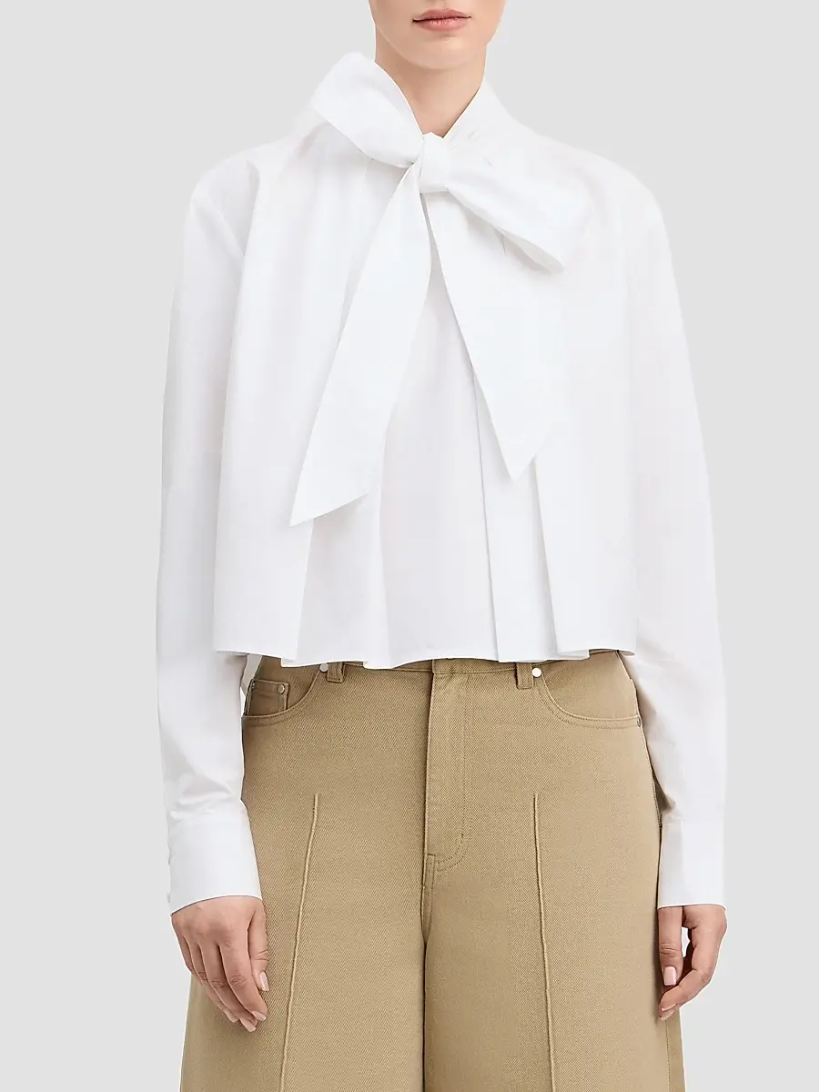 Derek Lam Women's Aiden Cotton Poplin Tieneck Blouse | Thumbnail 4 Derek Lam Women's Aiden Cotton Poplin Tieneck Blouse | Thumbnail 4