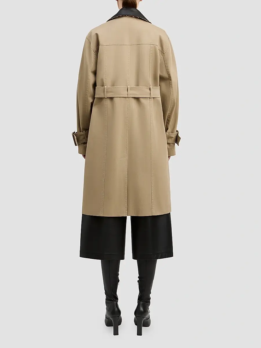 Derek Lam Women's Landon Stretch-Cotton Contrast-Collar Trench Coat | Thumbnail 3