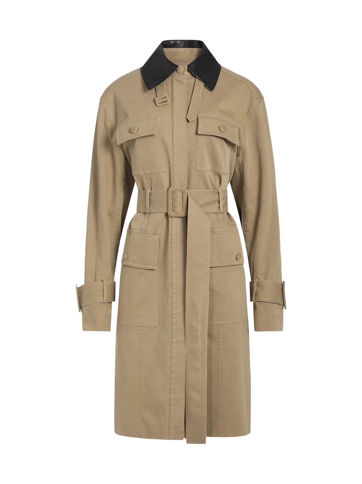 Derek Lam Women's Landon Stretch-Cotton Contrast-Collar Trench Coat