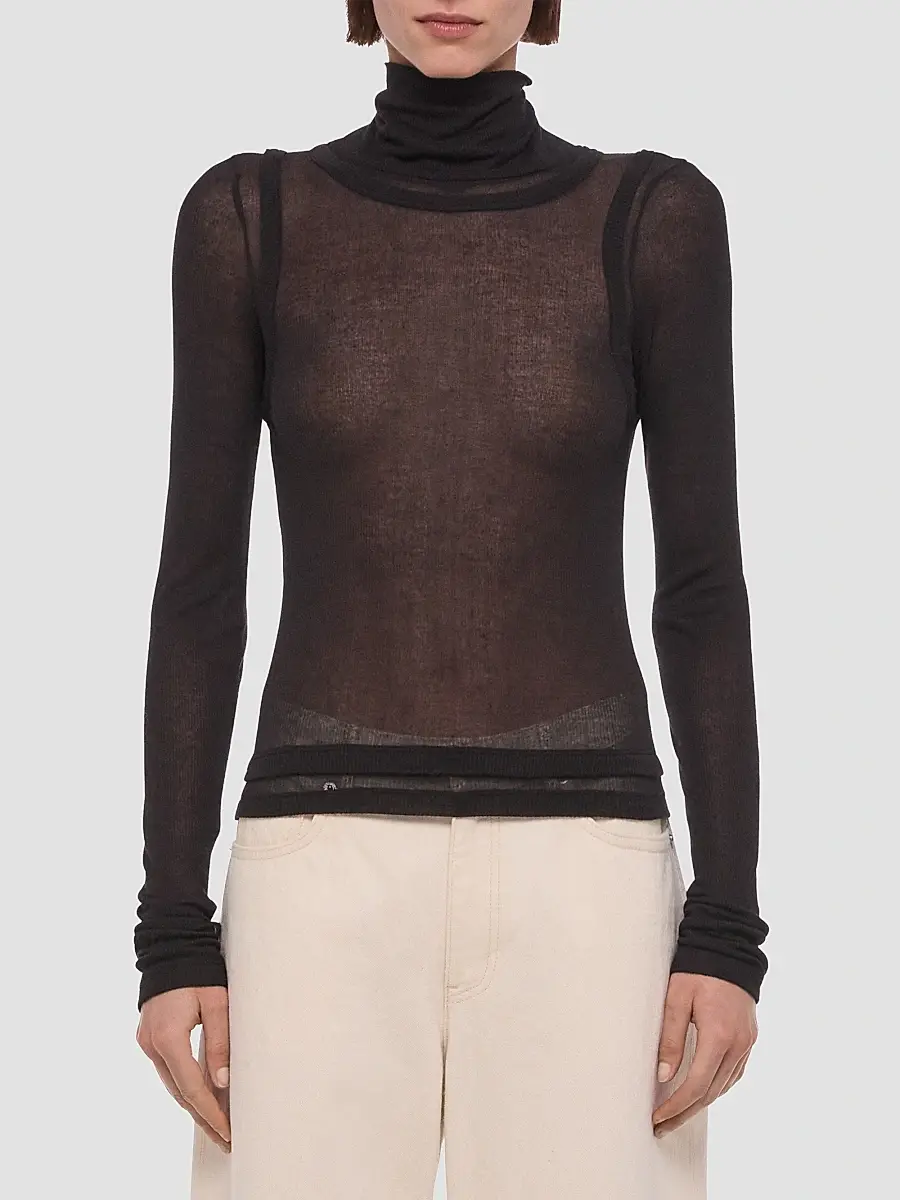 Helmut Lang Women's Layered Sheer Turtleneck Top | Thumbnail 4 Helmut Lang Women's Layered Sheer Turtleneck Top | Thumbnail 4