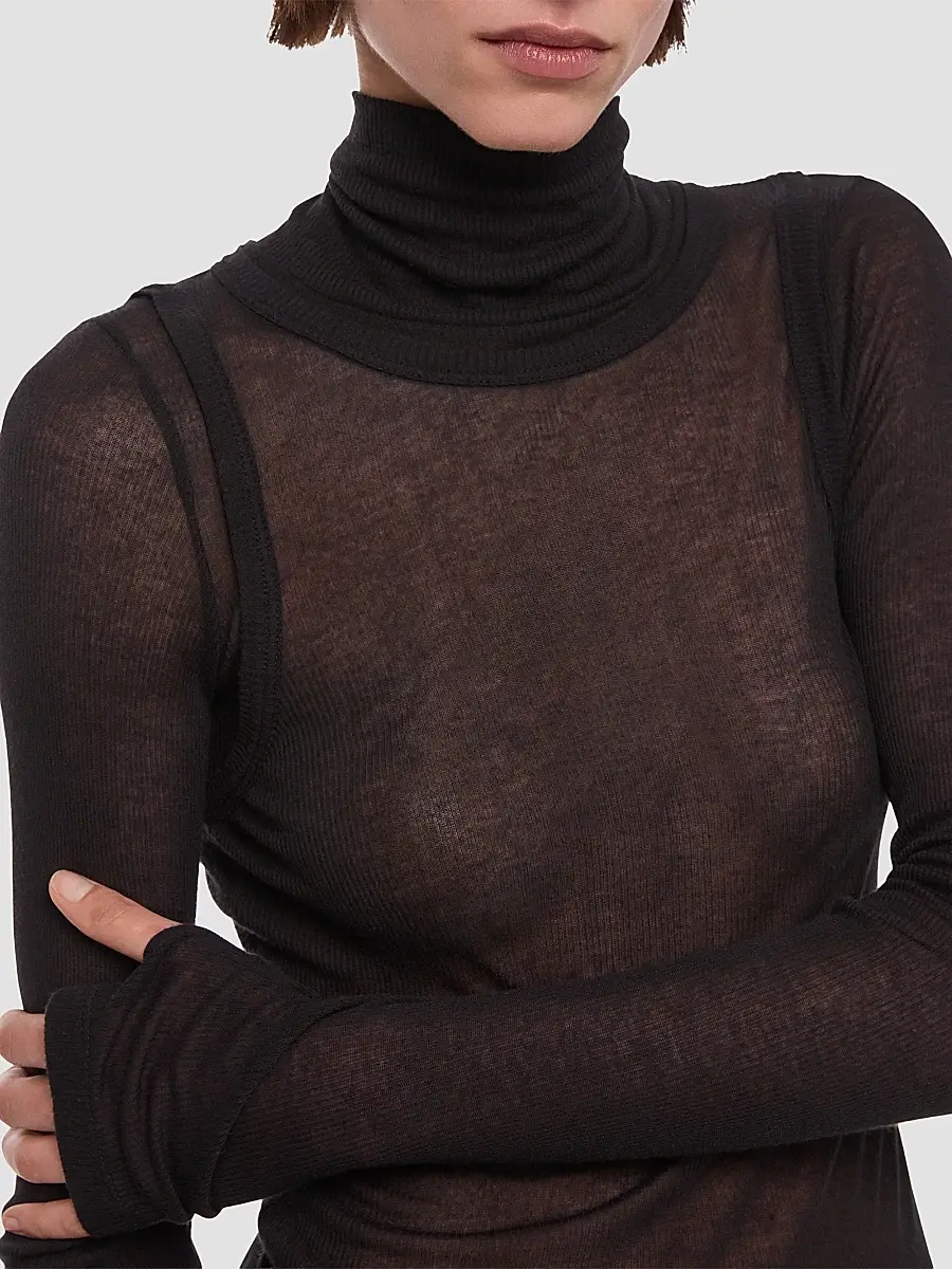 Helmut Lang Women's Layered Sheer Turtleneck Top | Thumbnail 5 Helmut Lang Women's Layered Sheer Turtleneck Top | Thumbnail 5