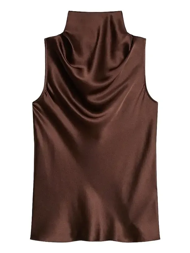 Women's Draped Sleeveless Silk Top
