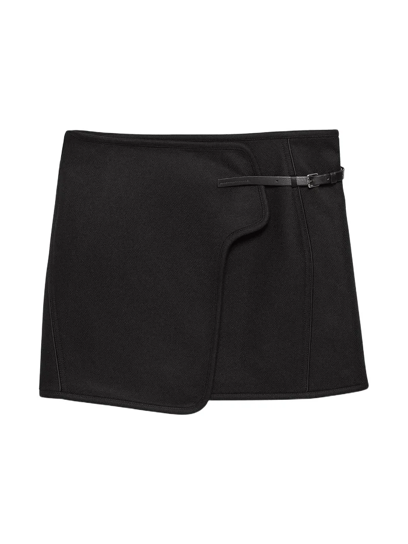 Helmut Lang Women's Saddle Wool-Blend Wrap Mini Skirt