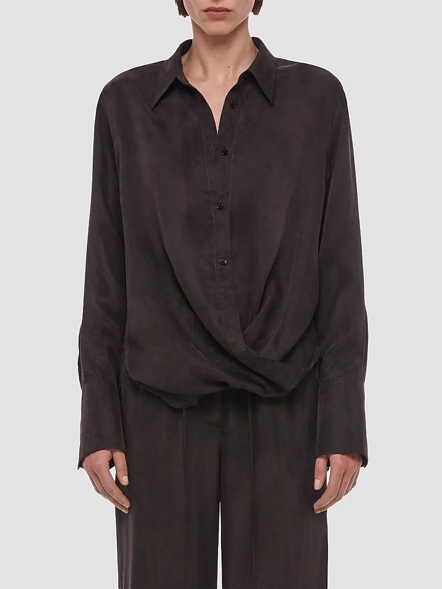 Helmut Lang Women's High-Low Hem Draped Shirt | Thumbnail 4 Helmut Lang Women's High-Low Hem Draped Shirt | Thumbnail 4