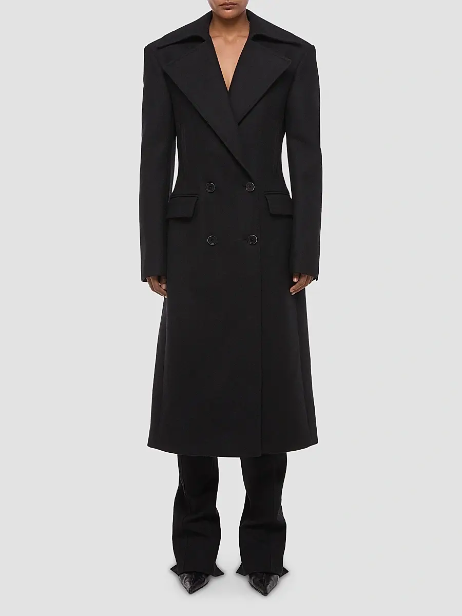Helmut Lang Women's Wool-Blend Double-Breasted Coat | Thumbnail 2 Helmut Lang Women's Wool-Blend Double-Breasted Coat | Thumbnail 2
