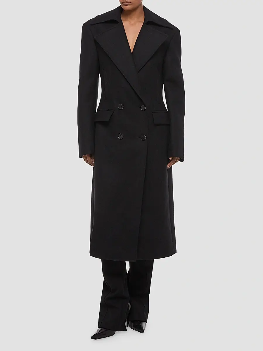 Helmut Lang Women's Wool-Blend Double-Breasted Coat | Thumbnail 4 Helmut Lang Women's Wool-Blend Double-Breasted Coat | Thumbnail 4