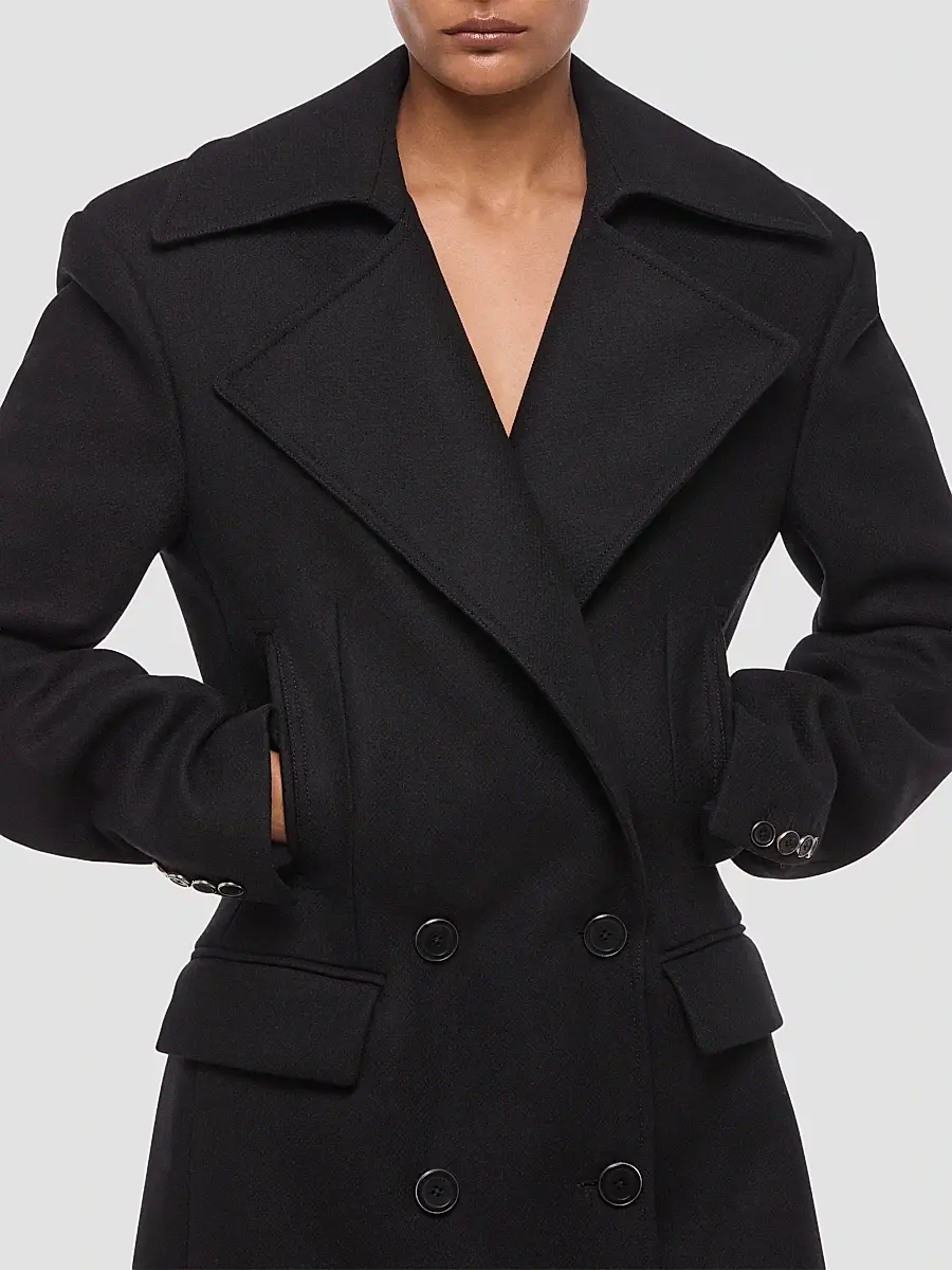 Helmut Lang Women's Wool-Blend Double-Breasted Coat | Thumbnail 5 Helmut Lang Women's Wool-Blend Double-Breasted Coat | Thumbnail 5