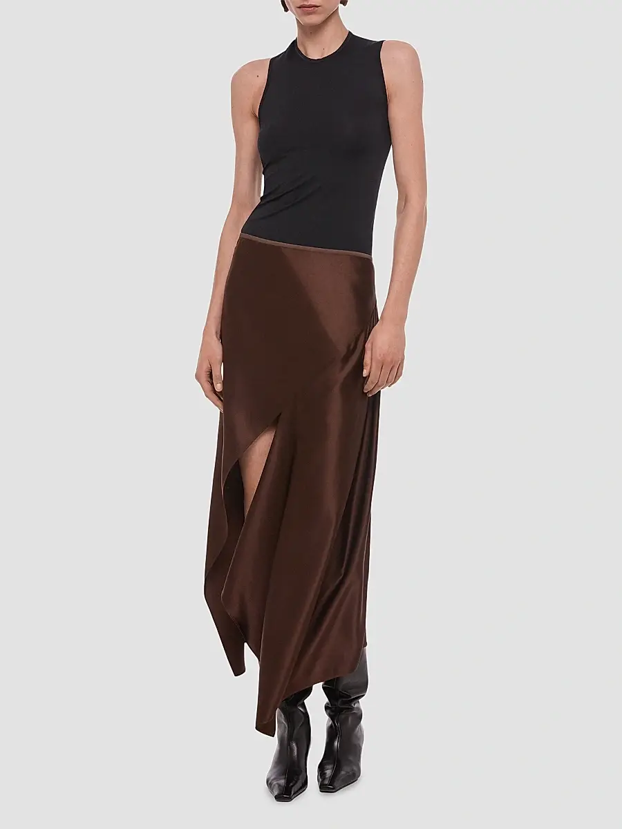 Helmut Lang Women's Silk Satin Asymmetric Midi Skirt | Thumbnail 2 Helmut Lang Women's Silk Satin Asymmetric Midi Skirt | Thumbnail 2