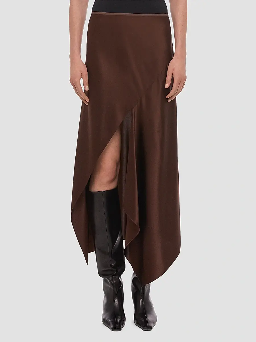 Helmut Lang Women's Silk Satin Asymmetric Midi Skirt | Thumbnail 4 Helmut Lang Women's Silk Satin Asymmetric Midi Skirt | Thumbnail 4