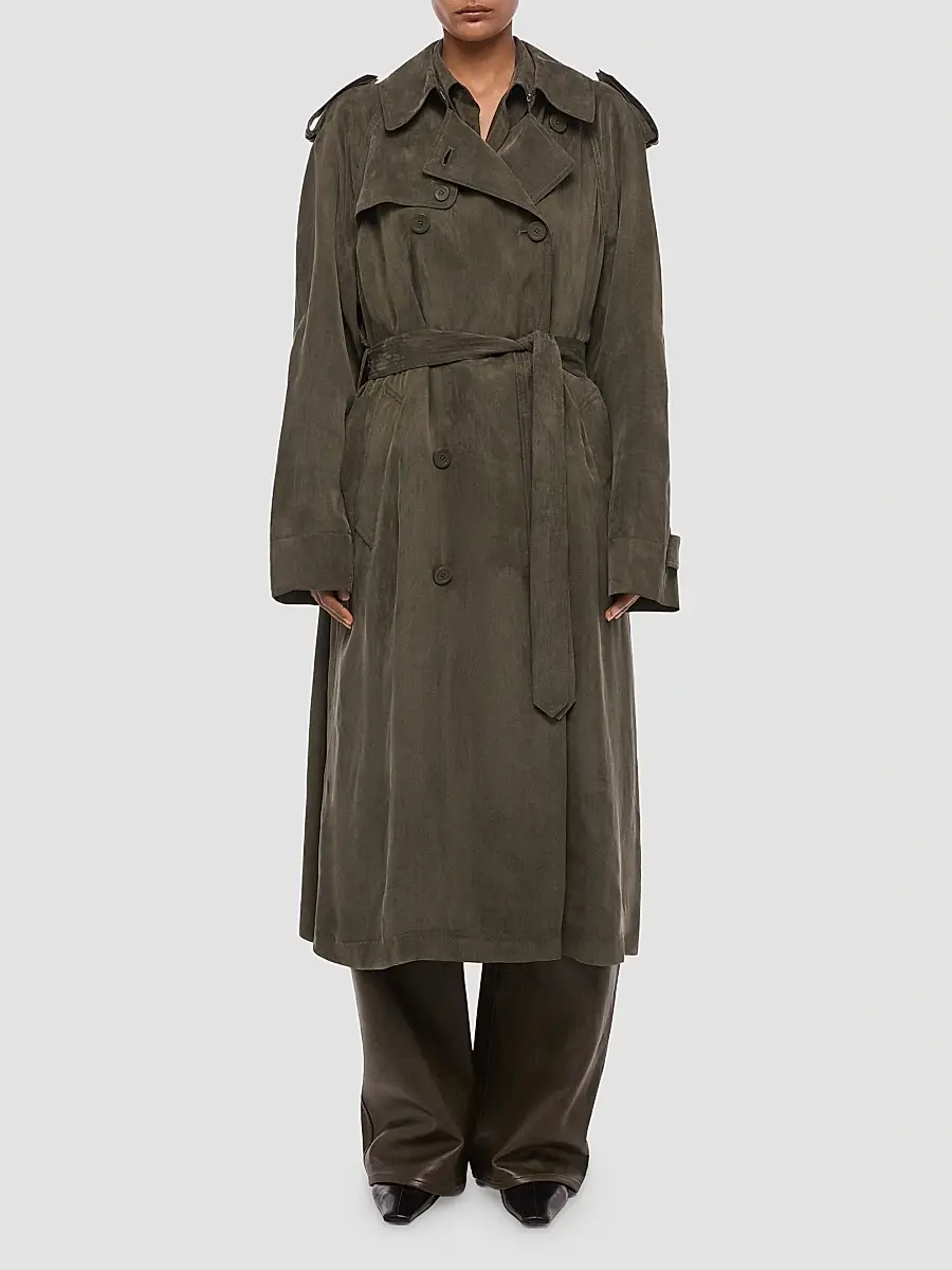 Helmut Lang Women's Fluid Relaxed-Fit Double-Breasted Trench Coat | Thumbnail 4 Helmut Lang Women's Fluid Relaxed-Fit Double-Breasted Trench Coat | Thumbnail 4