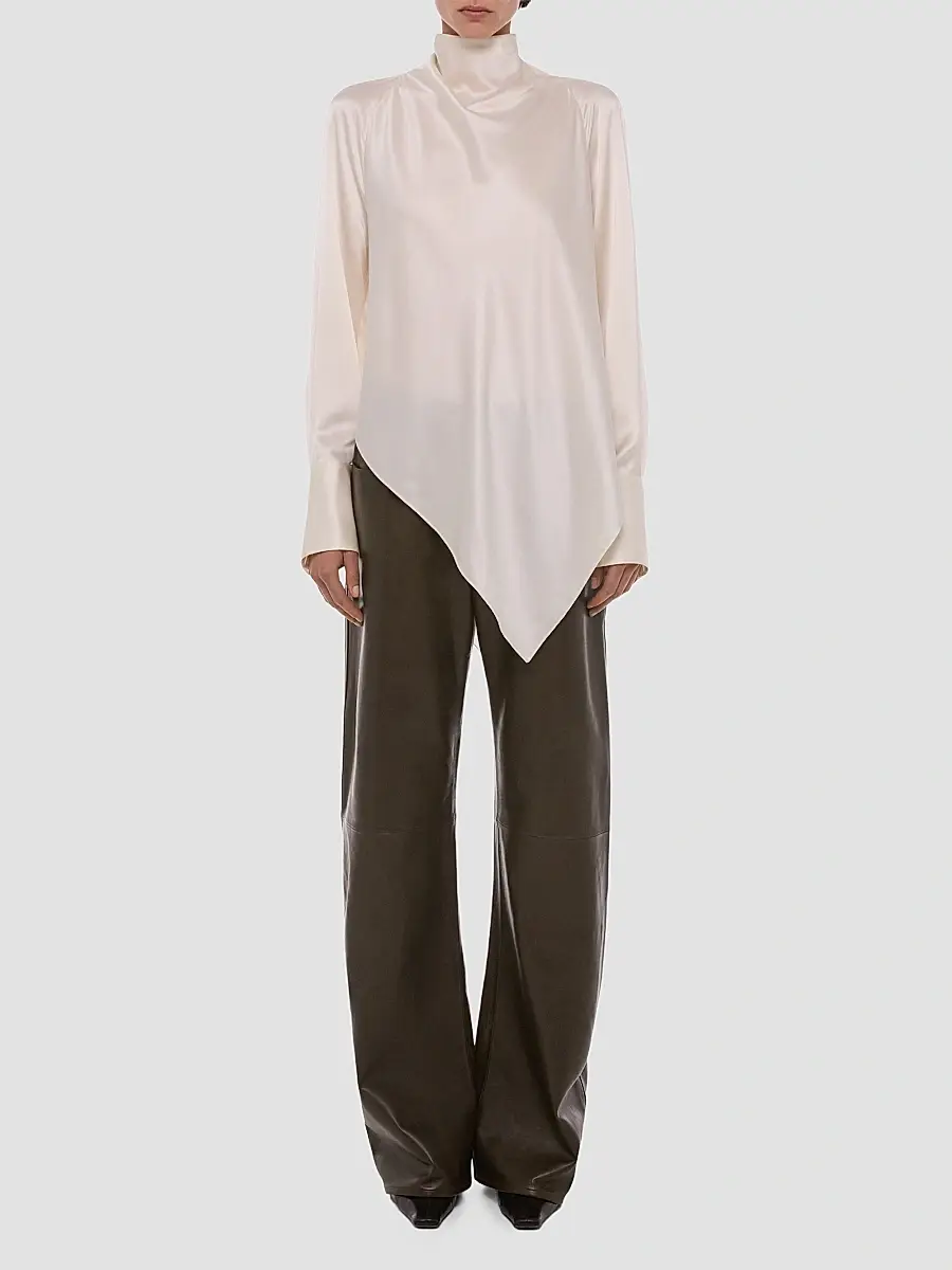 Helmut Lang Women's Tie Neck Silk Long-Sleeve Top | Thumbnail 2 Helmut Lang Women's Tie Neck Silk Long-Sleeve Top | Thumbnail 2