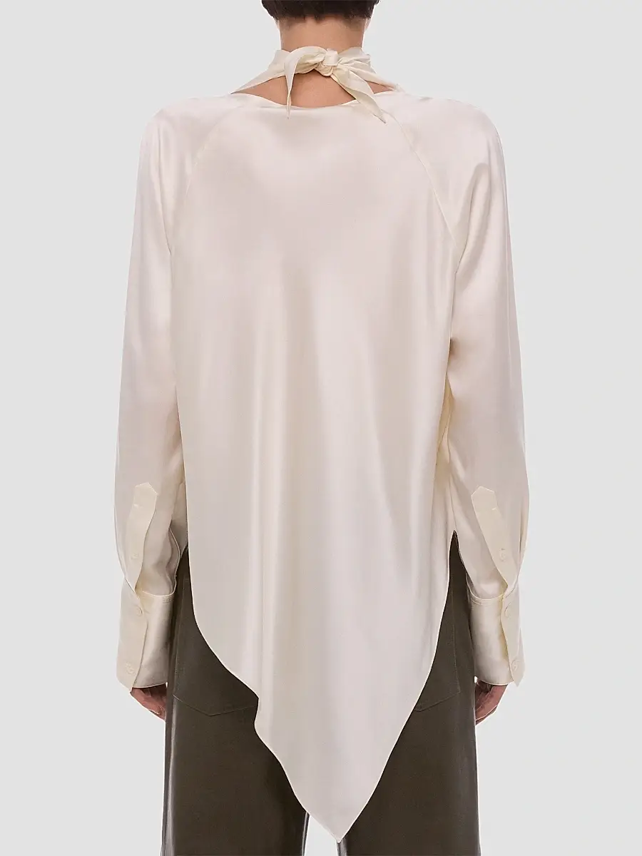 Helmut Lang Women's Tie Neck Silk Long-Sleeve Top | Thumbnail 3 Helmut Lang Women's Tie Neck Silk Long-Sleeve Top | Thumbnail 3