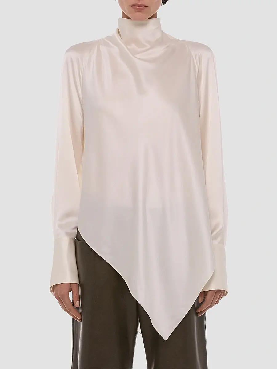 Helmut Lang Women's Tie Neck Silk Long-Sleeve Top | Thumbnail 4 Helmut Lang Women's Tie Neck Silk Long-Sleeve Top | Thumbnail 4