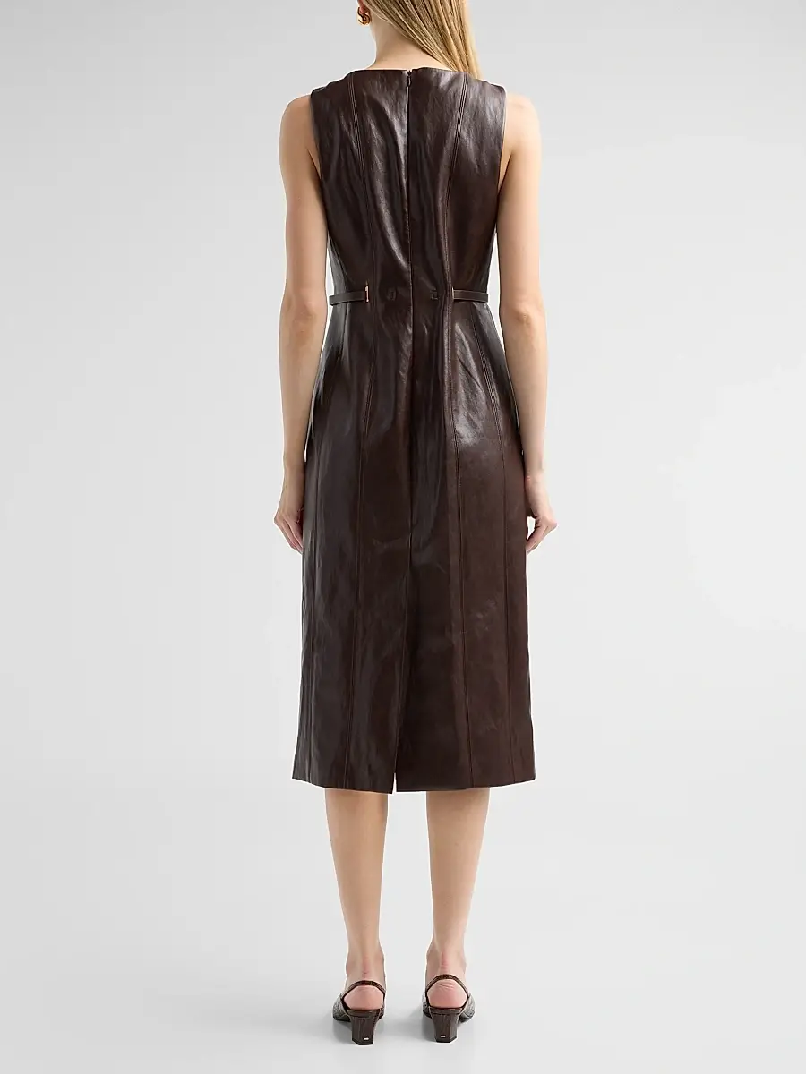 Milly Women's Elsie Faux Leather Midi Dress | Thumbnail 3 Milly Women's Elsie Faux Leather Midi Dress | Thumbnail 3