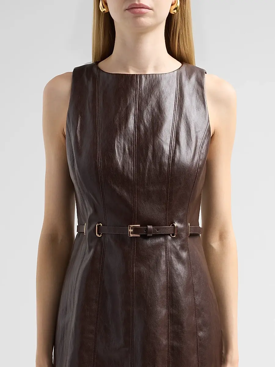 Milly Women's Elsie Faux Leather Midi Dress | Thumbnail 5 Milly Women's Elsie Faux Leather Midi Dress | Thumbnail 5